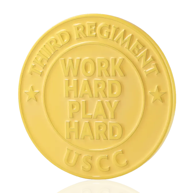 "Work Hard Play Hard" Dye Yellow Challenge Coin