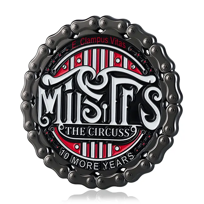Misfits "The Circuss" 10th Anniversary Bike Chain Edge Challenge Coin