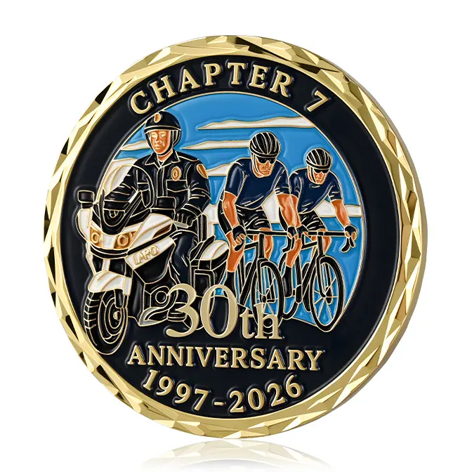 LAPD Chapter 7 "30th Anniversary" Cross-cut Edge Challenge Coin