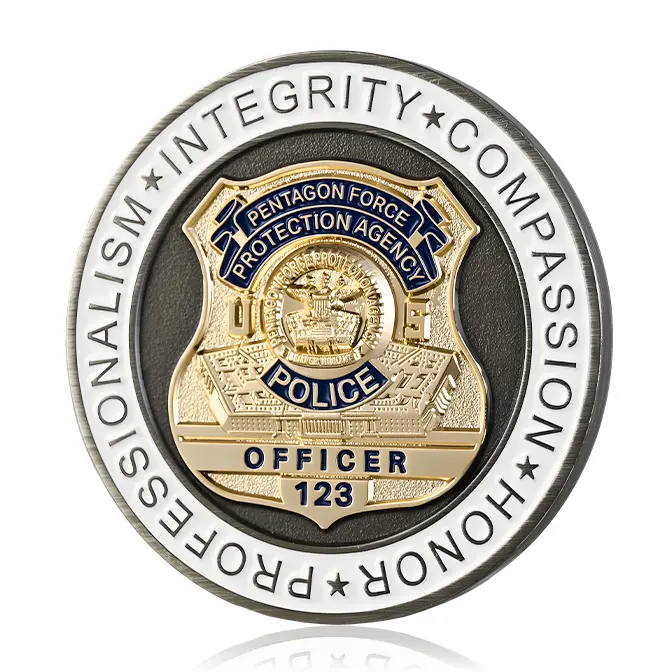 Pentagon Force Protection Agency Officer 123 Standard Edge Challenge Coin
