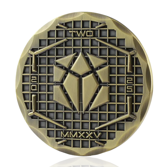 2025 MMXXV Grid Diamond Antique Brass Challenge Coin