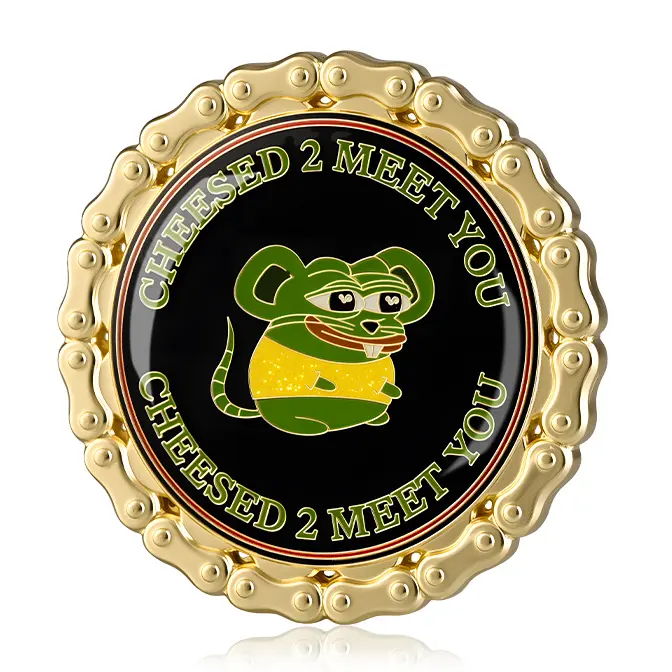 "Cheesed 2 Meet You" Meme Mouse Chain Border Epoxy Challenge Coin