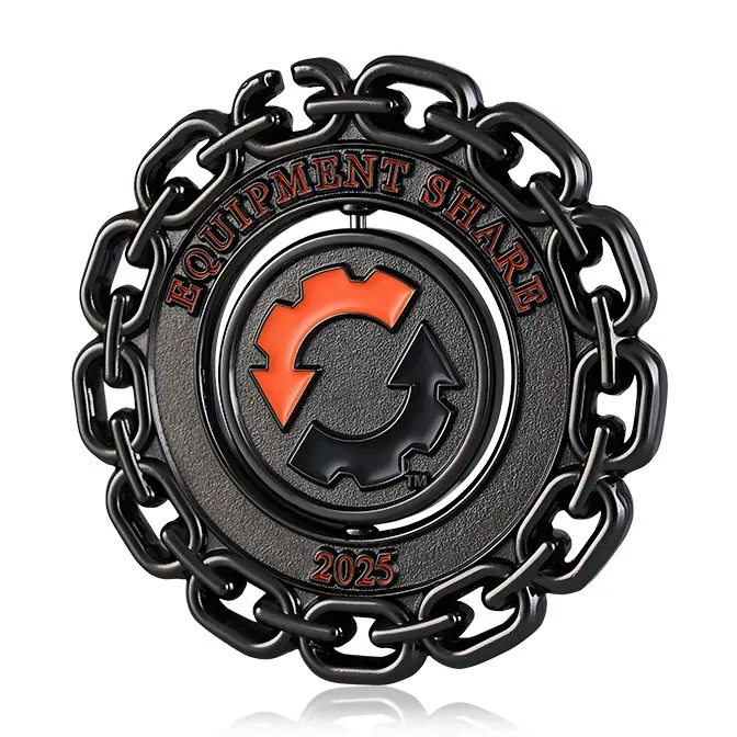 Equipment Share 2025 Spinner Heavy Chain Edge Challenge Coin
