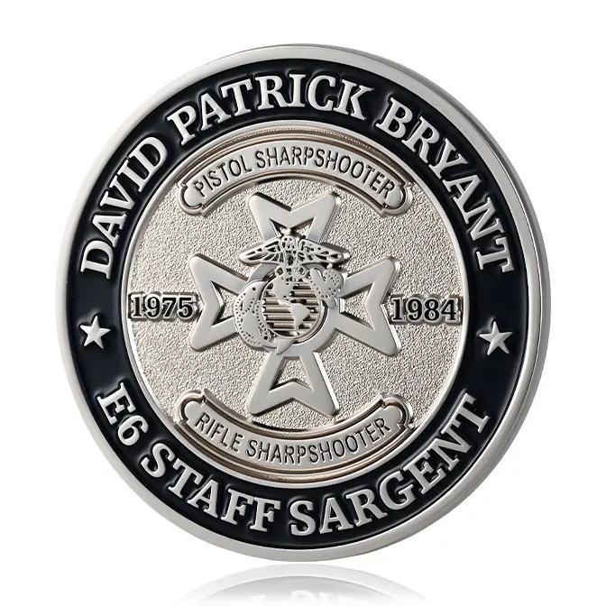 "Pistol & Rifle Sharpshooter" E6 Staff Sergeant Standard Edge Challenge Coin