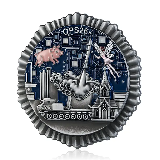 OPS26 "Circuit Board Fantasy" Sunburst Edge Challenge Coin