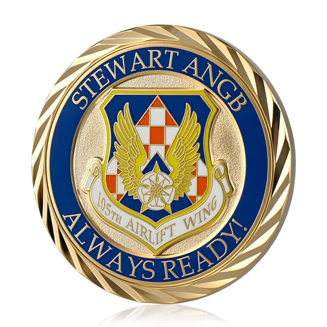 105th Airlift Wing "Always Ready" Stewart ANGB Oblique Edge Challenge Coin