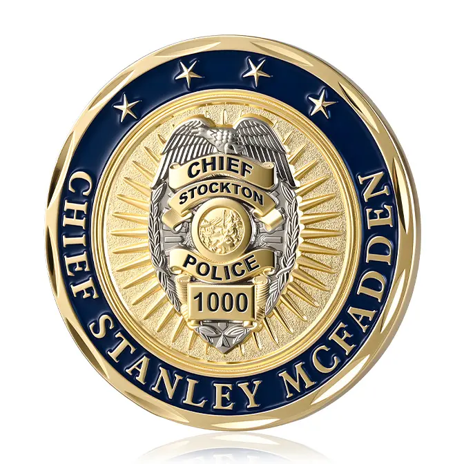 Stockton Police Chief Stanley McFadden "1000" Leaf Edge Challenge Coin