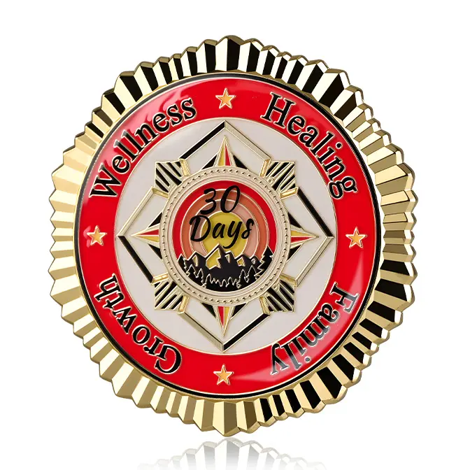 "30 Days Wellness Healing" Starburst Epoxy Challenge Coin