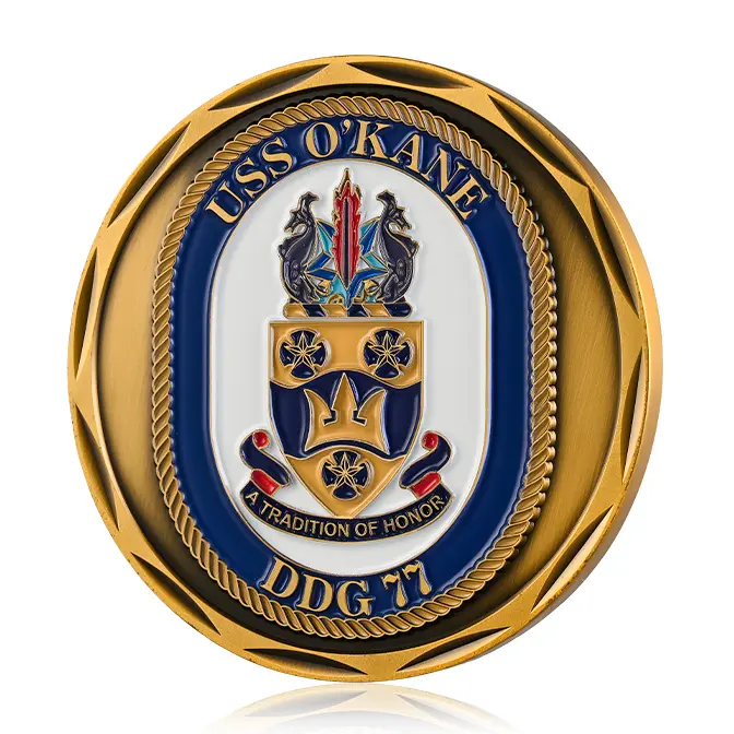 USS O'Kane DDG 77 "A Tradition of Honor" Leaf Edge Challenge Coin