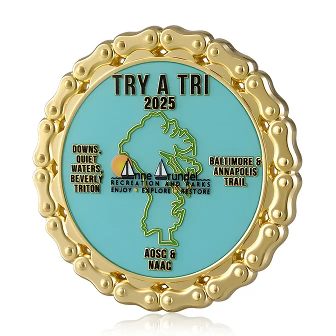 Anne Arundel "Try A Tri 2025" Bike Chain Edge Challenge Coin