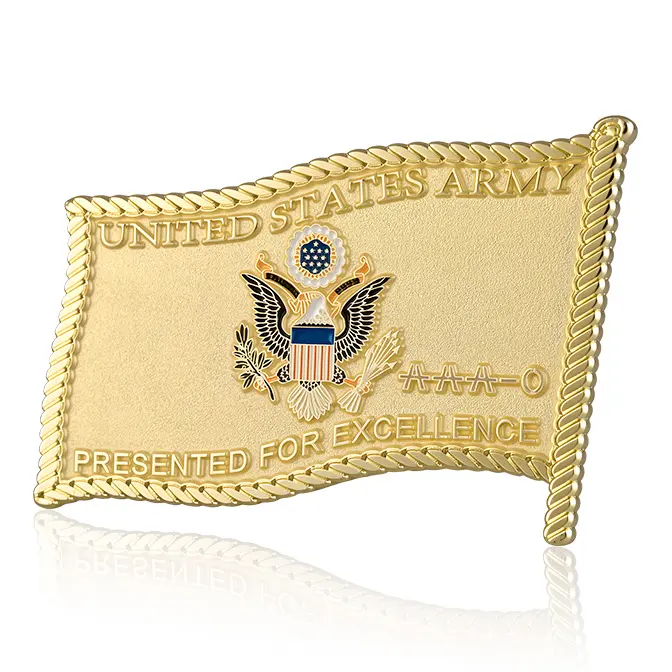 United States Army Flag "Presented for Excellence" Rope Edge Challenge Coin