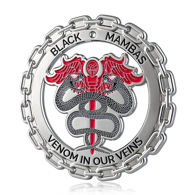 Black Mambas "Venom In Our Veins" Medical Caduceus Chain Edge Challenge Coin