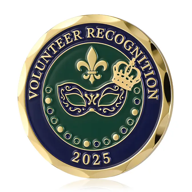 Volunteer Recognition 2025 Mardi Gras Mask Spur Edge Challenge Coin