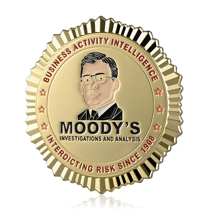 Moody's "Business Activity Intelligence" Sunburst Edge Challenge Coin