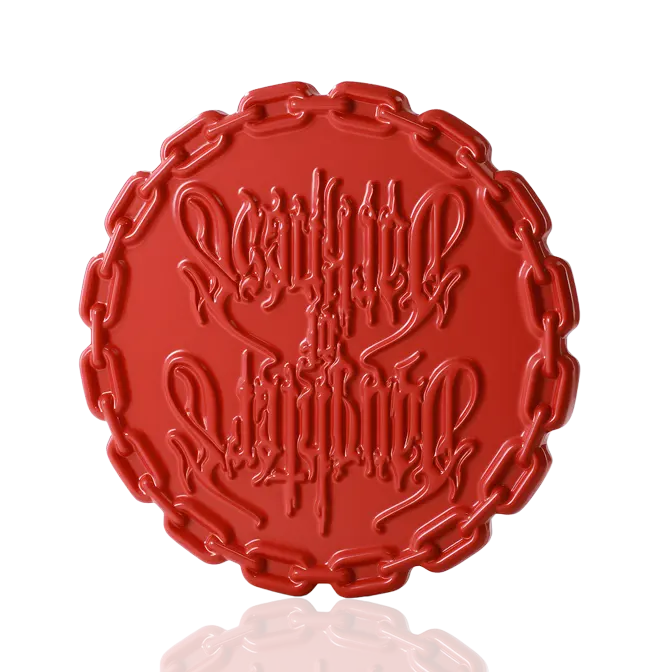 Gothic Lettering Chain Edge Dye Red Challenge Coin