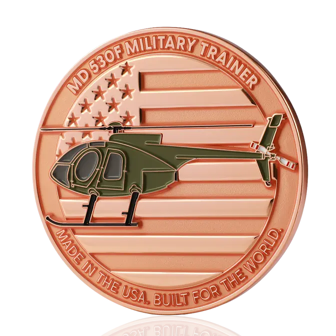 MD 530F Military Trainer USA Shiny Copper Challenge Coin