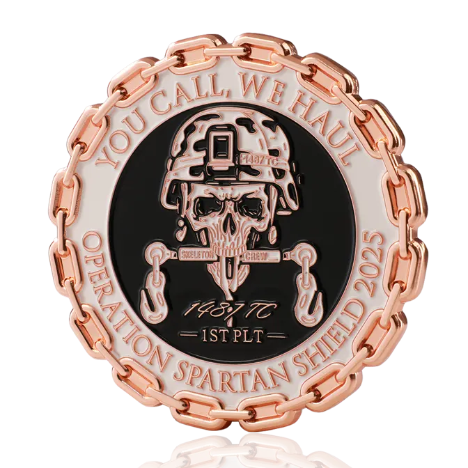 Operation Spartan Shield 2025 "You Call, We Haul" Shiny Copper Challenge Coin