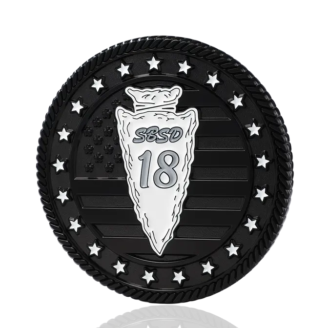 SBSD 18 Arrowhead Dye Black Challenge Coin