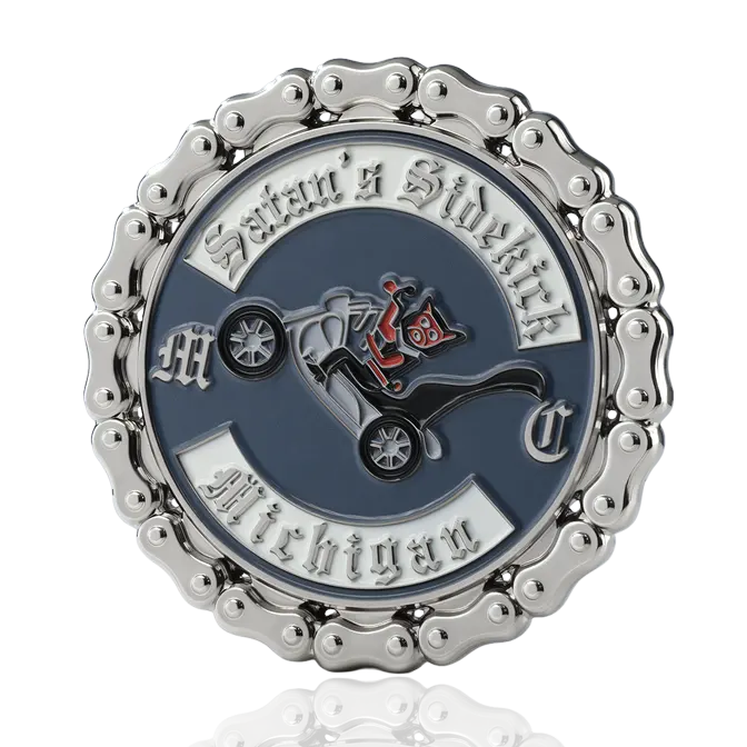Satan's Sidekick Michigan Biker Club Shiny Silver Challenge Coin