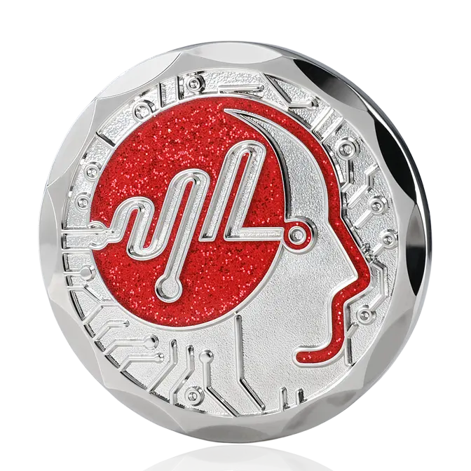 Tech Mind Circuit Glitter Silver Challenge Coin