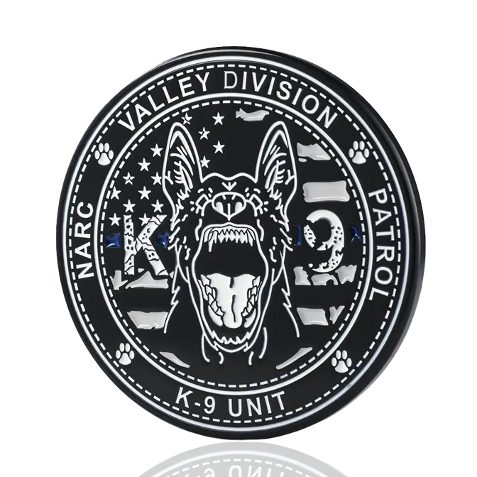 Valley Division K-9 Narc Patrol Dye Black Challenge Coin