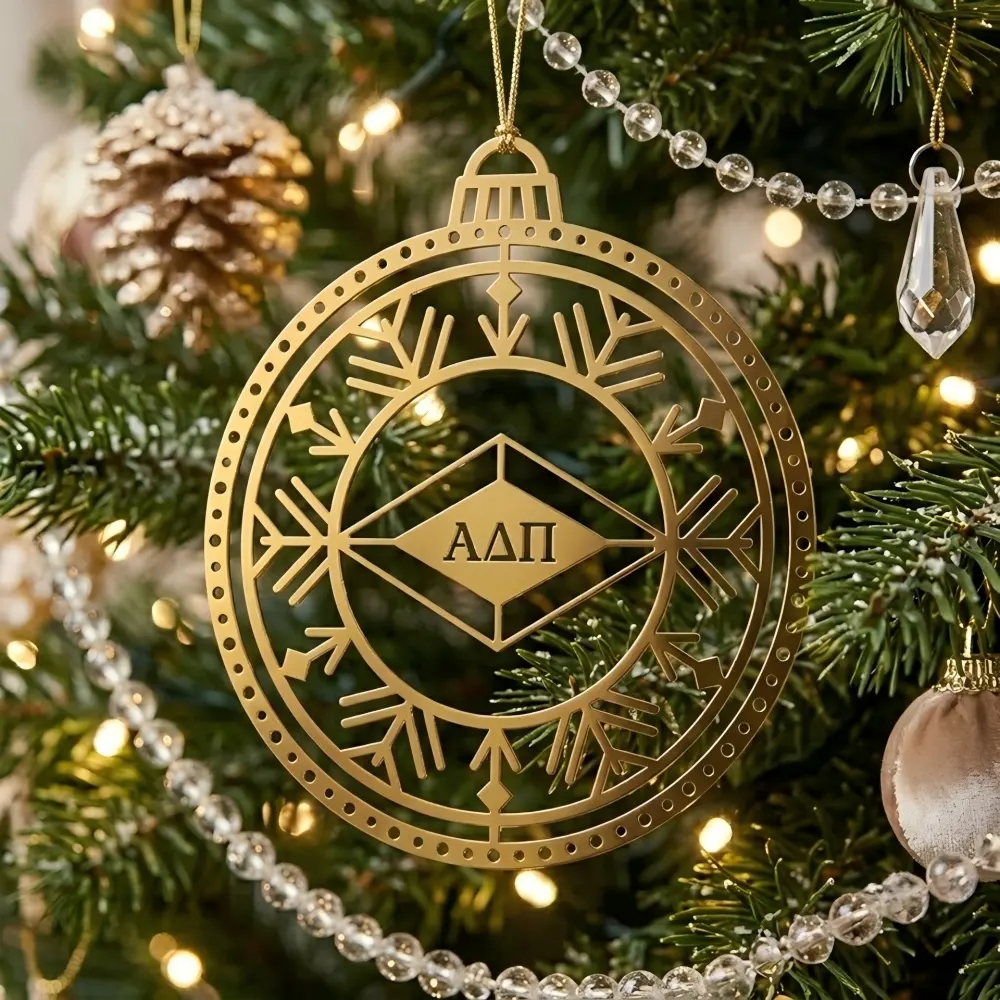 Gold Double Ring Snow Branch Ornament Gold Double Ring Snow Branch Ornament