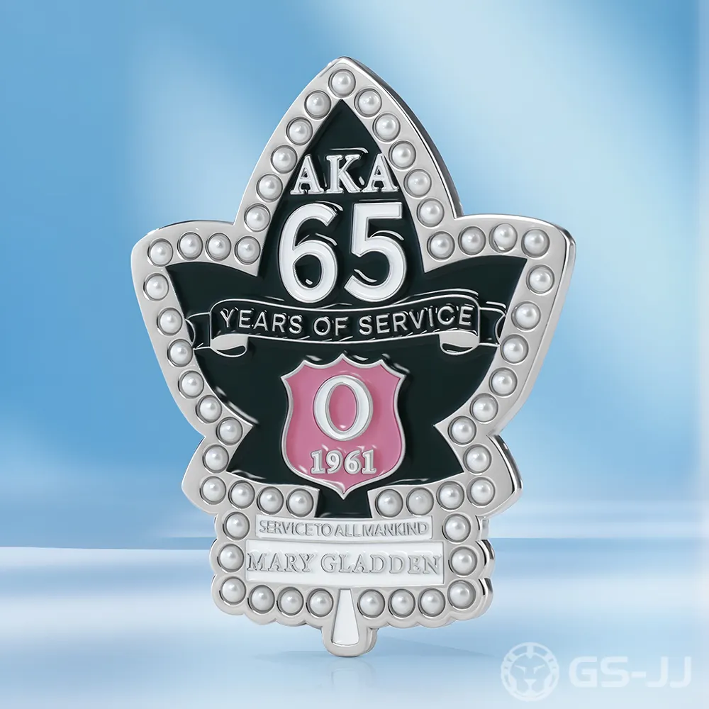 AKA 65 Years Of Service Pearl Leaf Pin AKA 65 Years Of Service Pearl Leaf Pin