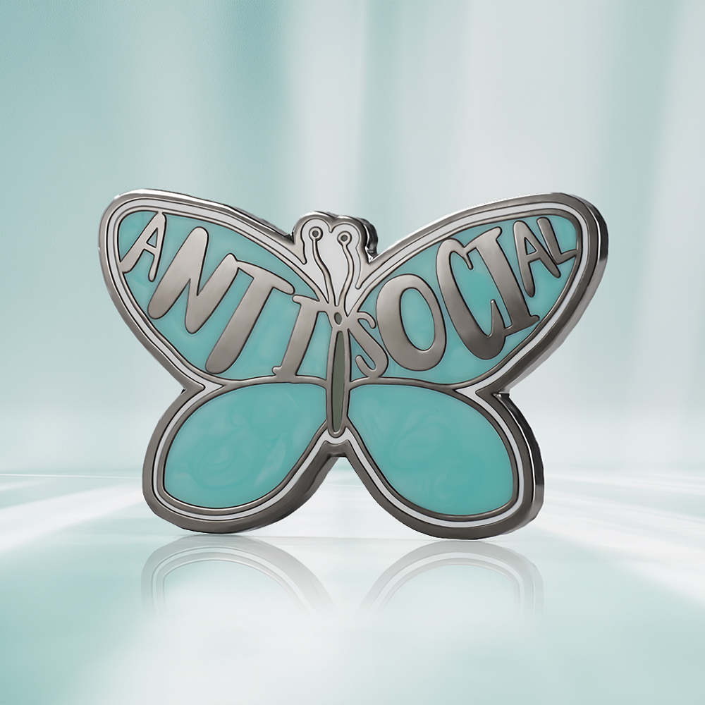 Antisocial Mint Pearlescent Butterfly Pin