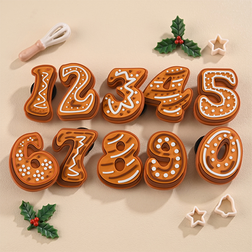 Gingerbread Number 0-9 2D PVC Shoe Charms