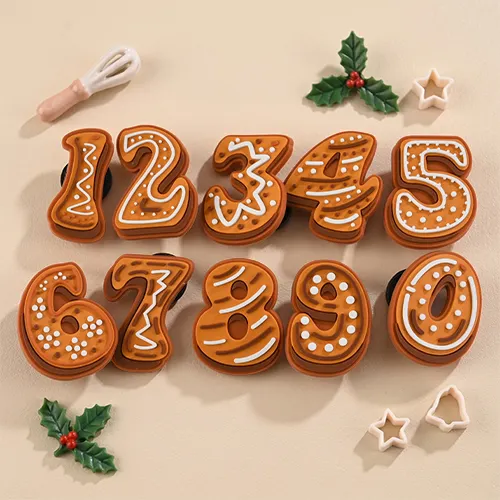 Gingerbread Number 0-9 2D PVC Shoe Charms