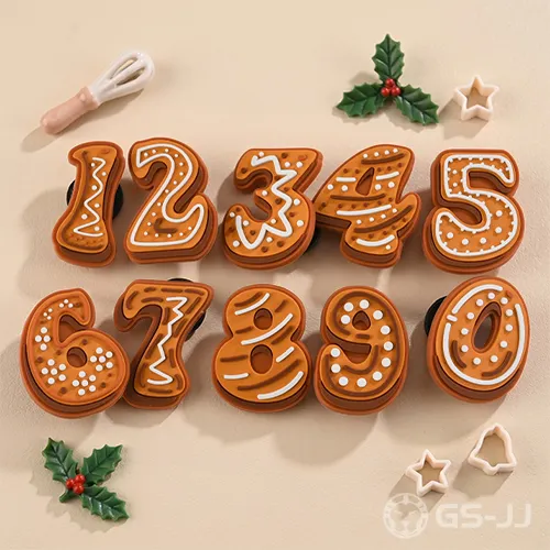 Gingerbread Number 0-9 2D PVC Shoe Charms Gingerbread Number 0-9 2D PVC Shoe Charms