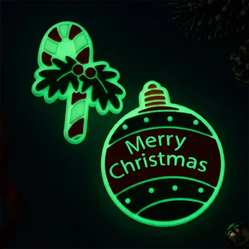 Glow-in-the-Dark Christmas Candy Cane and Ornament PVC Shoe Charms
