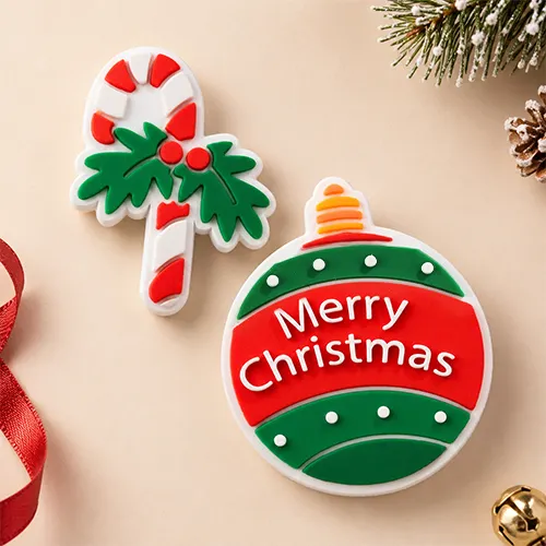 Glow-in-the-Dark Christmas Candy Cane and Ornament PVC Shoe Charms