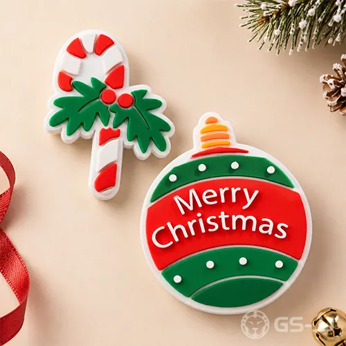 Glow-in-the-Dark Christmas Candy Cane and Ornament PVC Shoe Charms Glow-in-the-Dark Christmas Candy Cane and Ornament PVC Shoe Charms