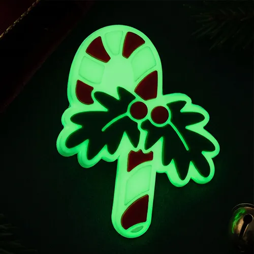 Neon Luminescent Sweet Peppermint Candy Cane PVC Shoe Charm Neon Luminescent Sweet Peppermint Candy Cane PVC Shoe Charm
