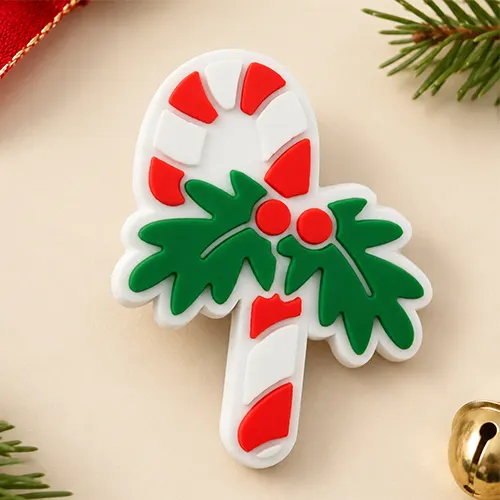Neon Luminescent Sweet Peppermint Candy Cane PVC Shoe Charm Neon Luminescent Sweet Peppermint Candy Cane PVC Shoe Charm