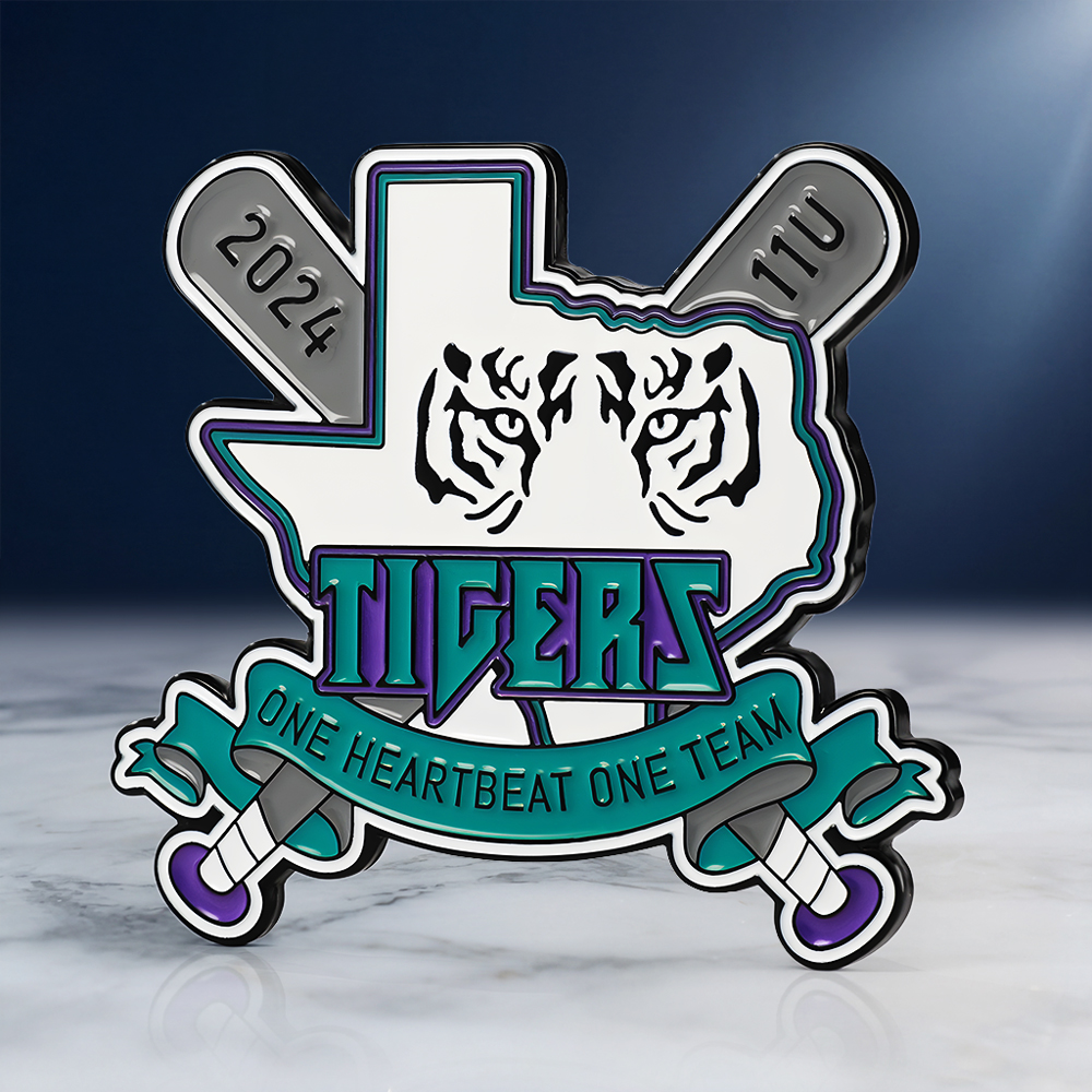 2024 11U Texas Double Tiger Baseball Glow In The Dark Custom Pin