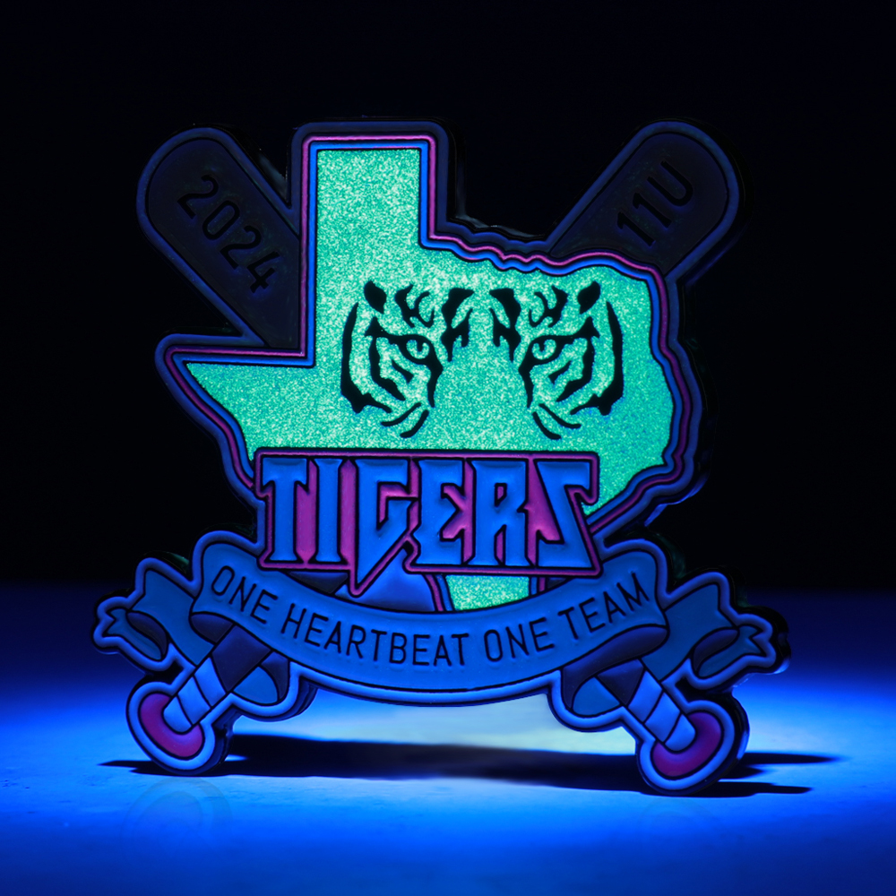 2024 11U Texas Double Tiger Baseball Glow In The Dark Custom Pin