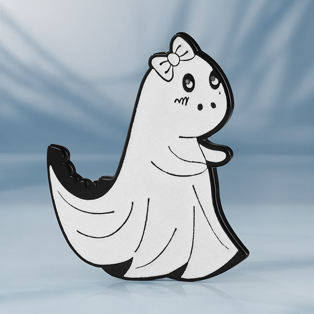 Dinosaur Ghost With Bow Glow In The Dark CustomPin