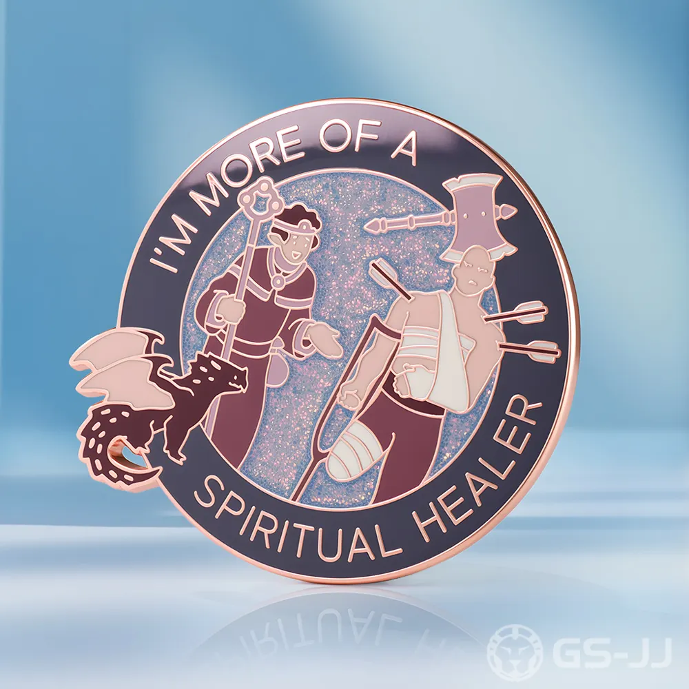 Dragon Healer Themed Glitter Enamel Shiny Copper Pin Dragon Healer Themed Glitter Enamel Shiny Copper Pin