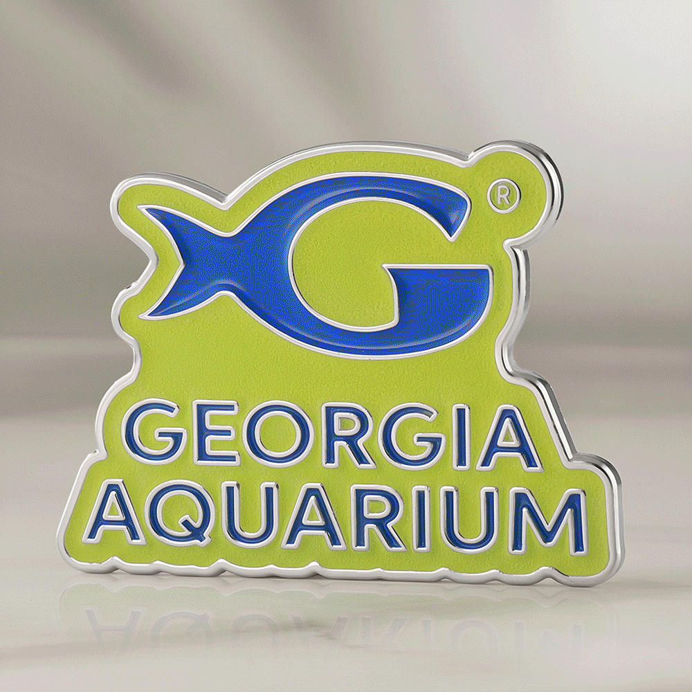 Green Fish Shape Georgia Aquarium Glow In The Dark Custom Pin