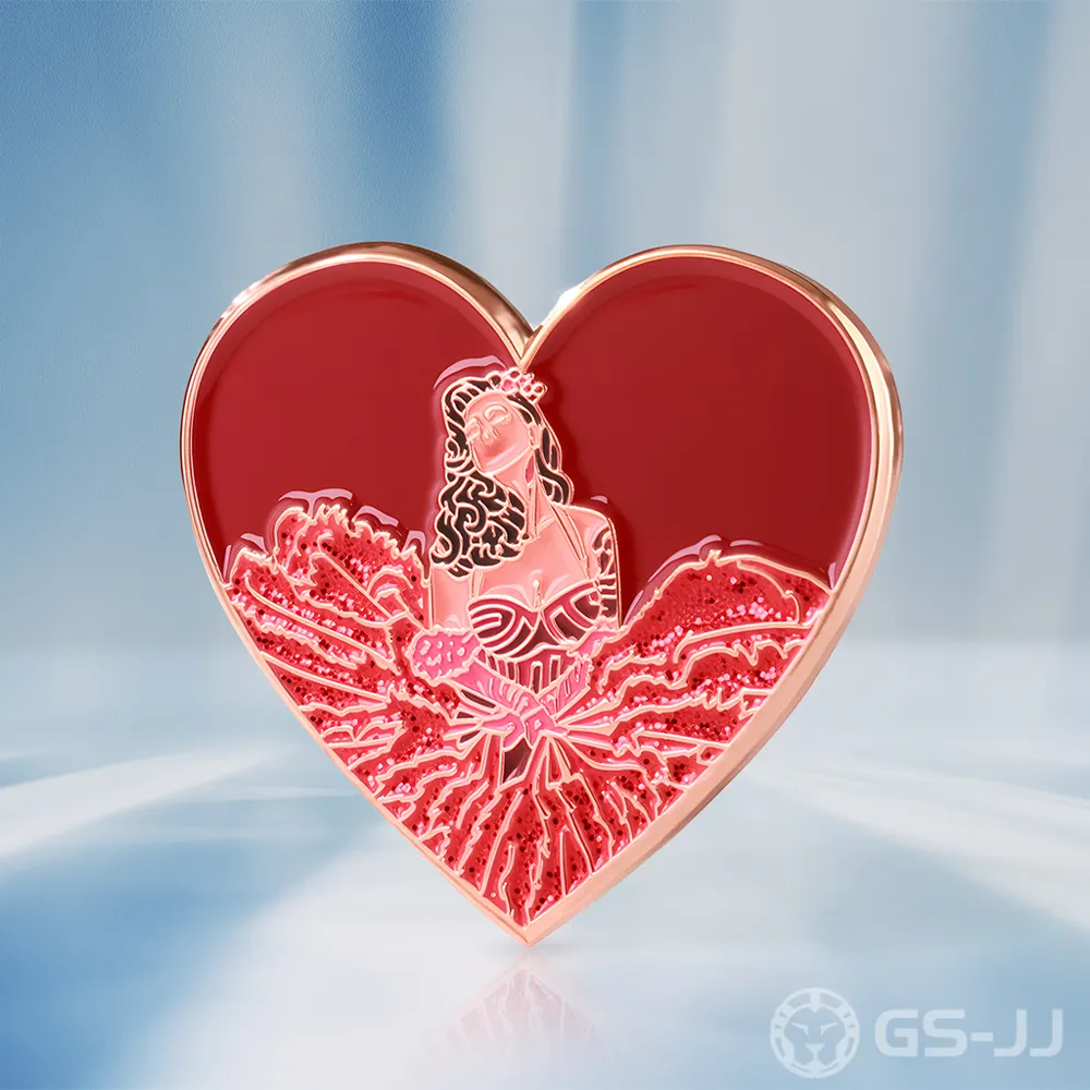 Heart Shape Dancer Glitter Enamel Shiny Copper Pin Heart Shape Dancer Glitter Enamel Shiny Copper Pin