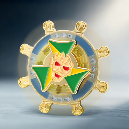 Pirate Ship Wheel Rhinestone Enamel Fidget Spinner