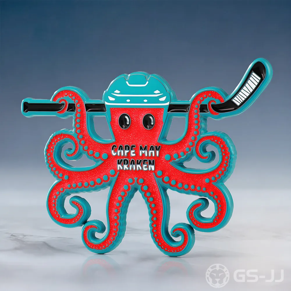 Red Hockey Octopus Glow In The Dark Custom Pin Red Hockey Octopus Glow In The Dark Custom Pin