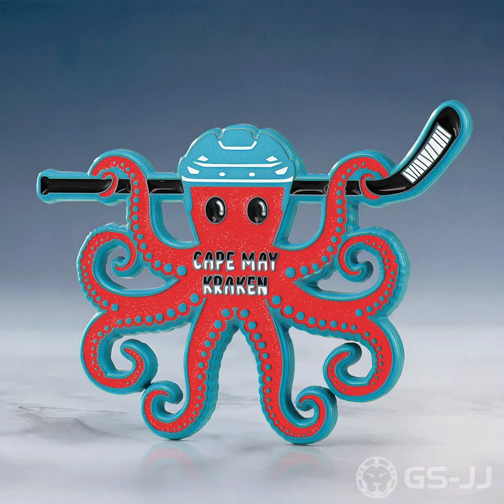 Red Hockey Octopus Glow In The Dark Custom Pin Red Hockey Octopus Glow In The Dark Custom Pin