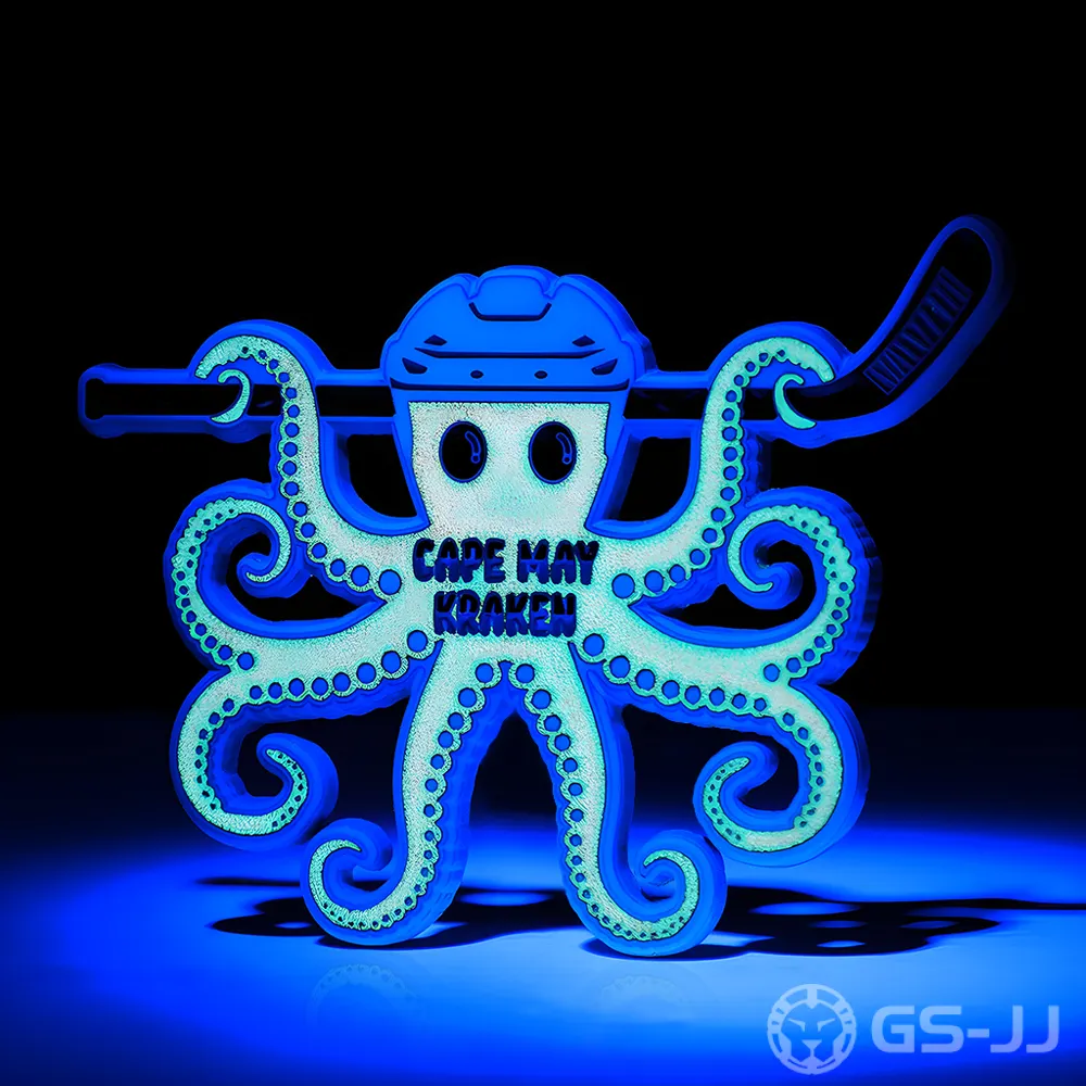 Red Hockey Octopus Glow In The Dark Custom Pin Red Hockey Octopus Glow In The Dark Custom Pin