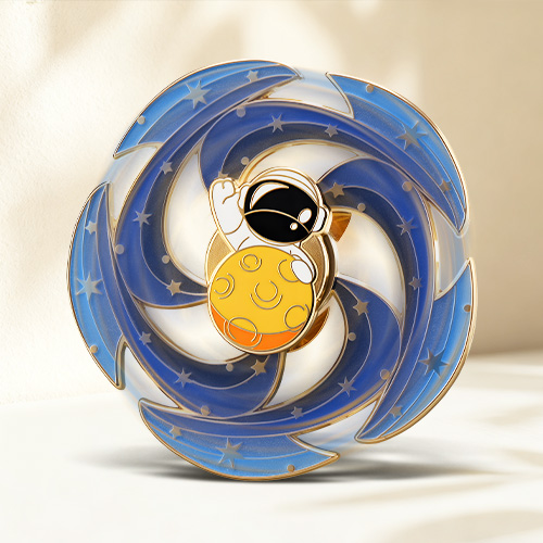 Starry Swirl Moon Hug Astronaut Enamel Fidget Spinner