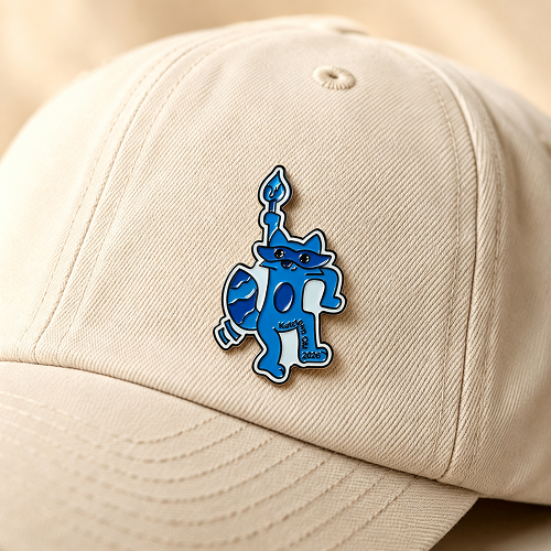 Torch-Wielding Blue Fox Mascot Soft Enamel Pin