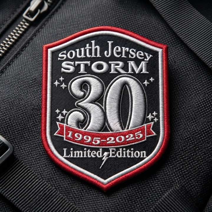 South Jersey Storm 30th Anniversary Shield 3D Embroidered Patch South Jersey Storm 30th Anniversary Shield 3D Embroidered Patch