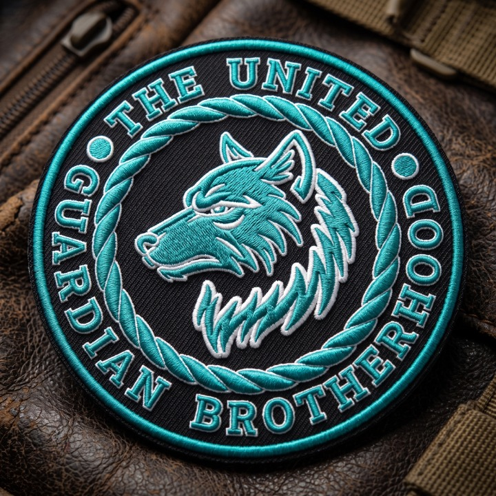 Teal Rope Rim Wolf Head 3D Embroidered Patch